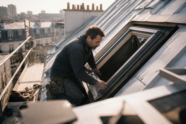 Couvreur pour remplacement de fenêtre de toit avec reprise d'étanchéité à Paris 15e